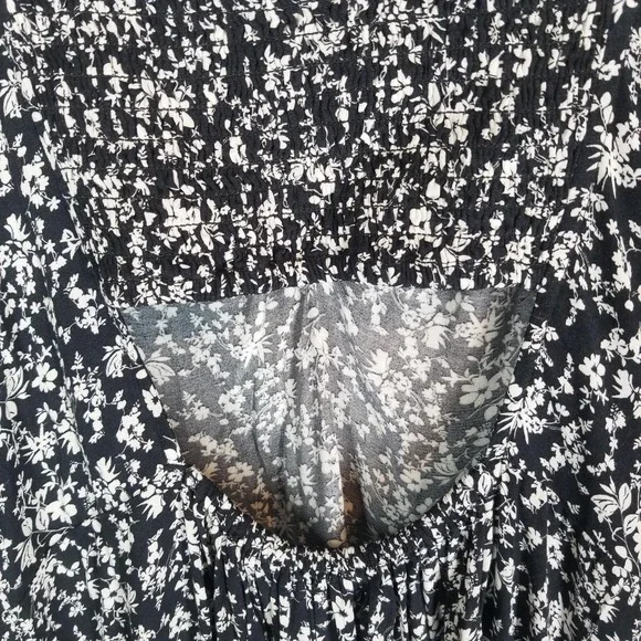 A New Day Black Floral Print Flutter‎ Sleeve V Neck Midi Dress Plus Size 3X - Picture 9 of 13